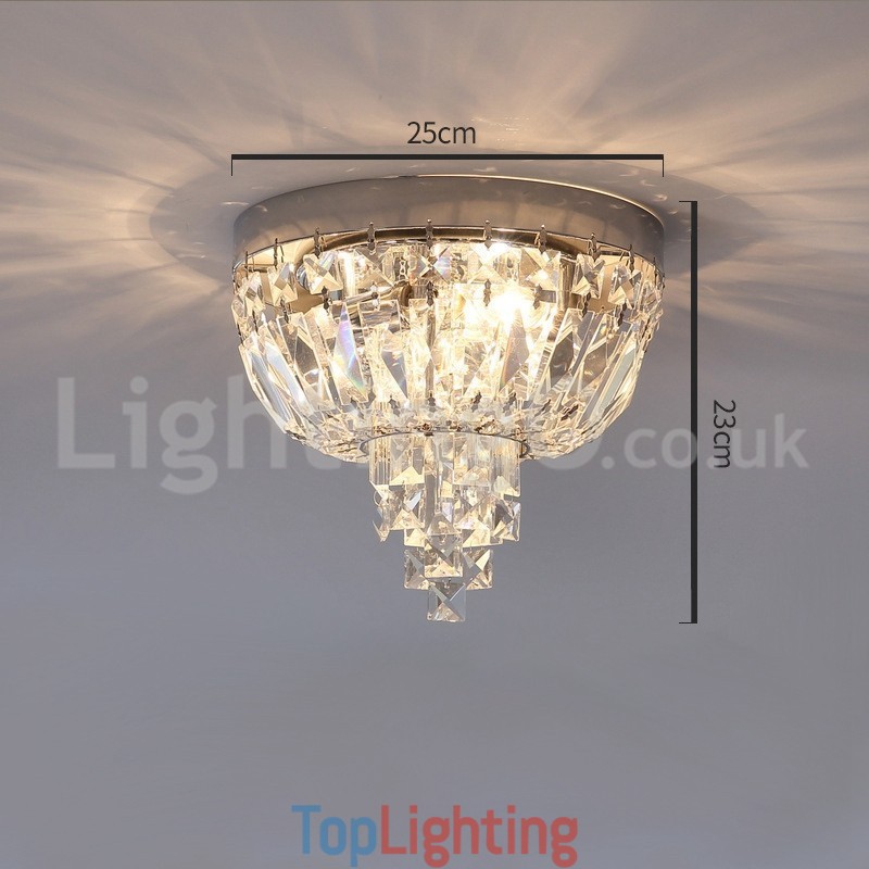 Contemporary Exquisite Round Flush Mount Crystal Ceiling Lights