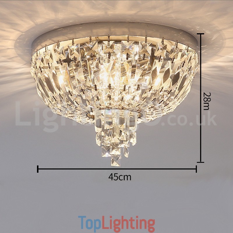 Contemporary Exquisite Round Flush Mount Crystal Ceiling Lights