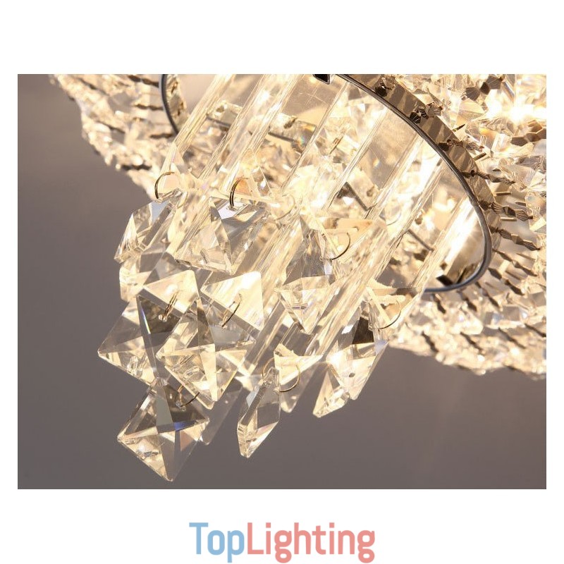 Contemporary Exquisite Round Flush Mount Crystal Ceiling Lights