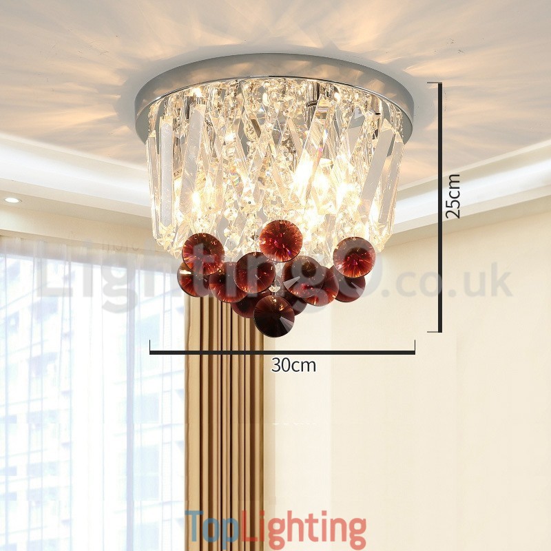 Contemporary Round Flush Mount Crystal Ceiling Lights