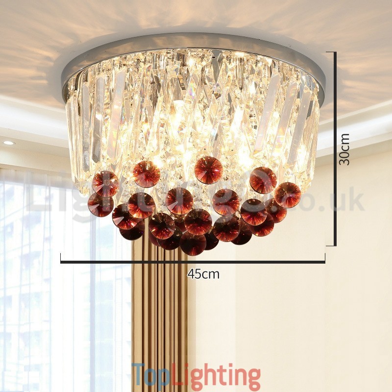 Contemporary Round Flush Mount Crystal Ceiling Lights