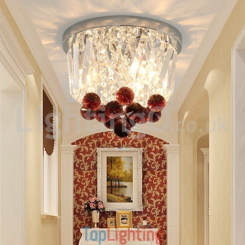Contemporary Round Flush Mount Crystal Ceiling Lights