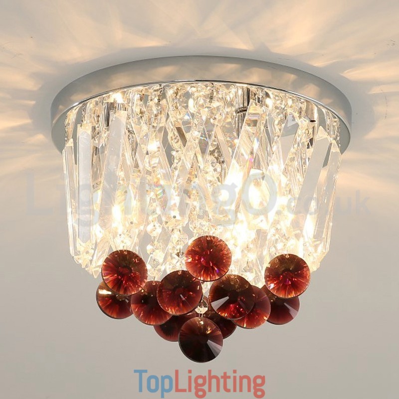 Contemporary Round Flush Mount Crystal Ceiling Lights