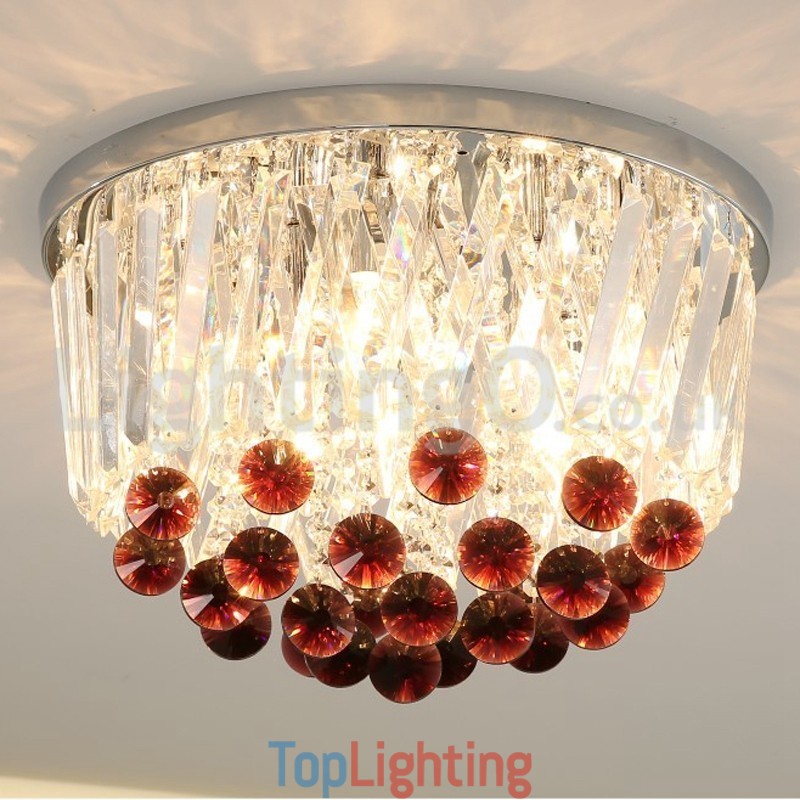 Contemporary Round Flush Mount Crystal Ceiling Lights
