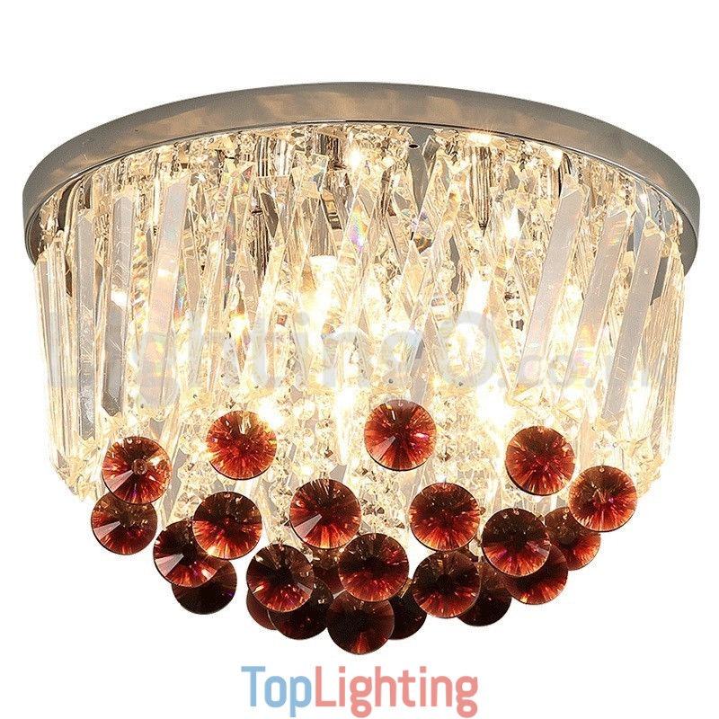 Contemporary Round Flush Mount Crystal Ceiling Lights