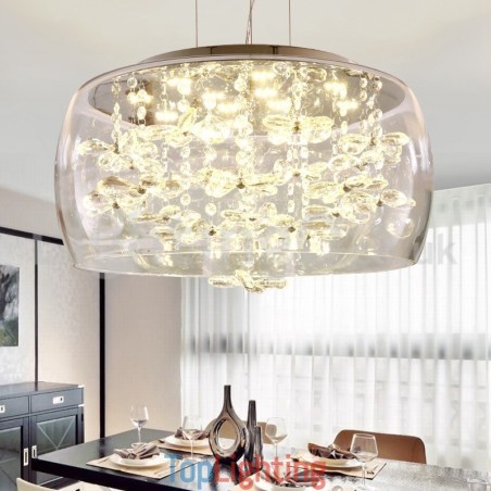 Modern 40CM 50CM Round Clear Glass Lamp Shade Crystal Pendant Light Modern 40CM 50CM Round Clear Glass Lamp Shade Crystal Pendant Light