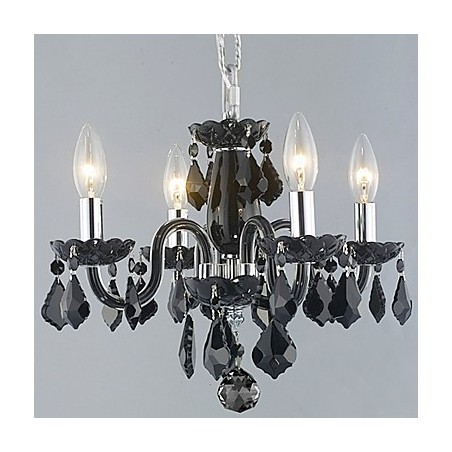 Candle Featured Crystal Chandelier with 4 Lights in Black Candle Featured Crystal Chandelier with 4 Lights in Black