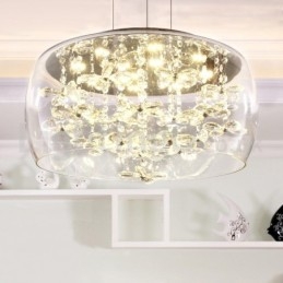 Modern 40CM 50CM Round Clear Glass Lamp Shade Crystal Pendant Light