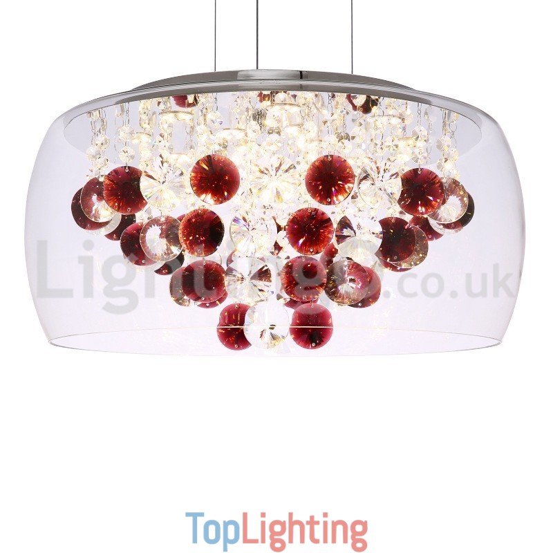 Modern 40CM 50CM Round Clear Glass Lamp Shade Crystal Pendant Light