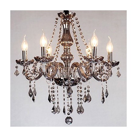 6 Lights European Crystal Chandelier In Grey Color Glass & Crystal 6 Lights European Crystal Chandelier In Grey Color Glass & Crystal
