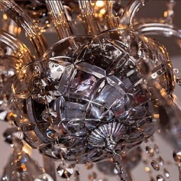 6 Lights European Crystal Chandelier In Grey Color Glass & Crystal