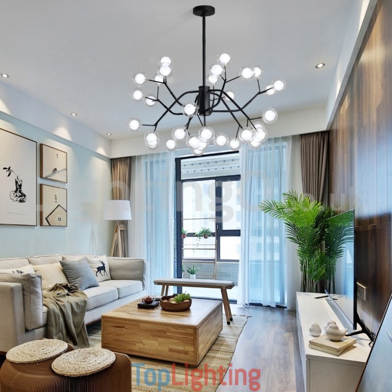 Nordic Style Magic Bean Chandelier Small Clear Transparent Glass Bubble Ball Chandelier