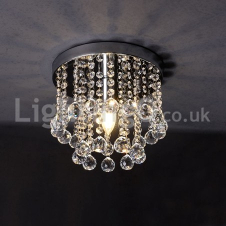 Modern Round Crystal Chandelier Porch Flush Mount Light Modern Round Crystal Chandelier Porch Flush Mount Light