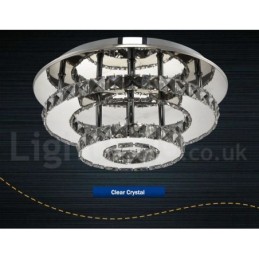 Dimmable Modern Round Crystal Flush Mounted Ceiling Lights with Remote Control