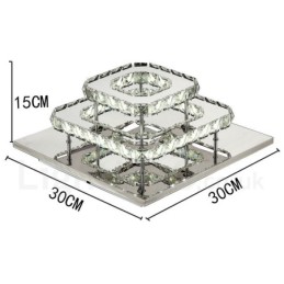 Dimmable Modern Square Crystal Flush Mounted Ceiling Lights with Remote Control