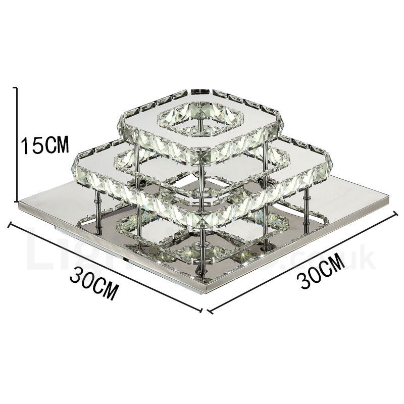 Dimmable Modern Square Crystal Flush Mounted Ceiling Lights with Remote Control