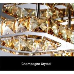 Dimmable Modern Square Crystal Flush Mounted Ceiling Lights with Remote Control