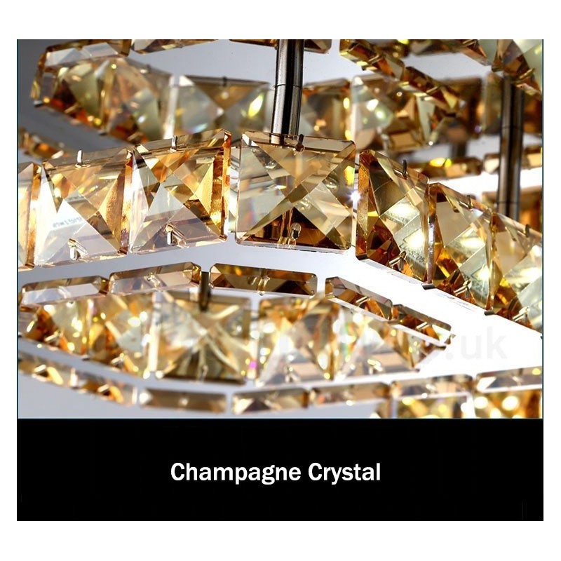 Dimmable Modern Square Crystal Flush Mounted Ceiling Lights with Remote Control