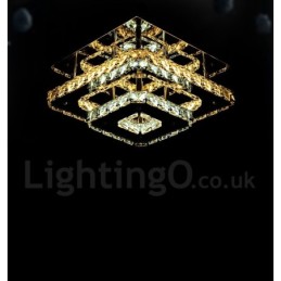 Dimmable Modern Square Crystal Flush Mounted Ceiling Lights with Remote Control