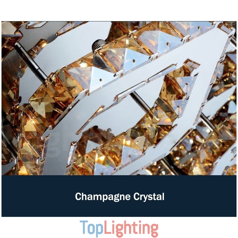 Dimmable Modern Square Crystal Flush Mounted Ceiling Lights with Remote Control