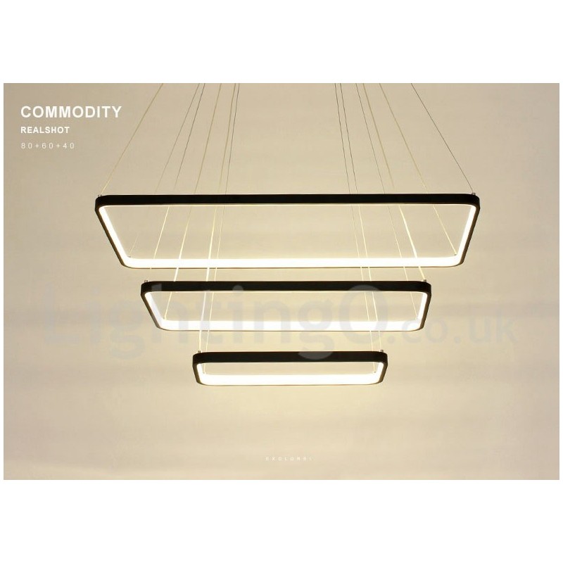 Dimmable Pendant Light with Remote Control Modern Design Three Rectangles