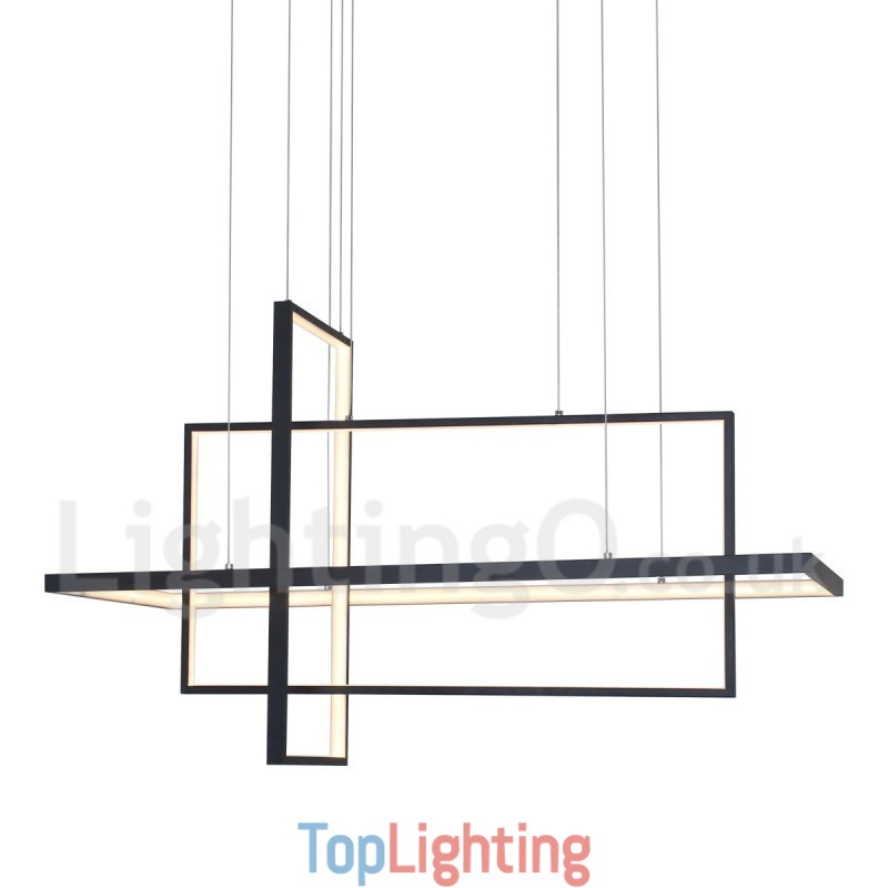 Dimmable Pendant Light with Remote Control Modern Design Three Rectangles