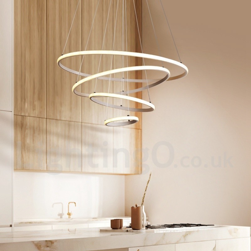 Dimmable Outside the Circles Light Pendant Light with Remote Control Modern Design Rings