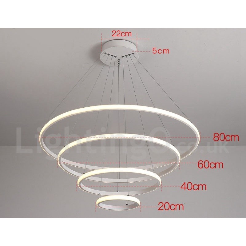 Dimmable Outside the Circles Light Pendant Light with Remote Control Modern Design Rings