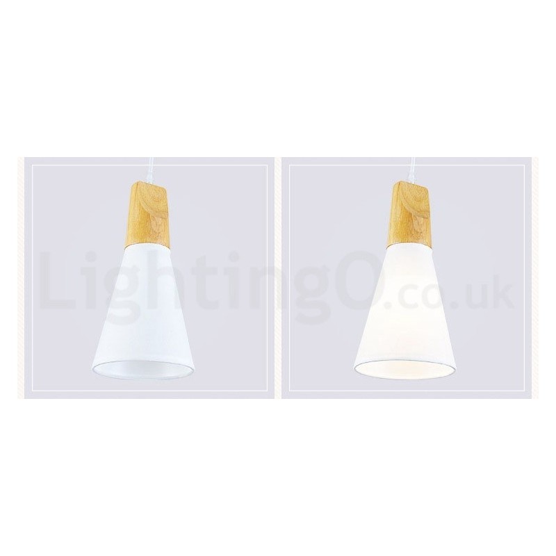 Wood Modern 1 Light 3 Lights Pendant Light with Fabric Shade