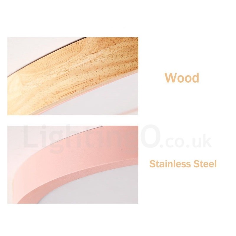 Ultra thin Multi Colour Round Wood Ceiling Lamp Solid Wood Acrylic Shade Ceiling Lamp Nordic Style