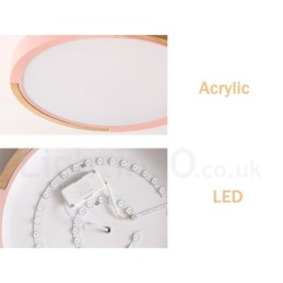 Ultra thin Multi Colour Round Wood Ceiling Lamp Solid Wood Acrylic Shade Ceiling Lamp Nordic Style