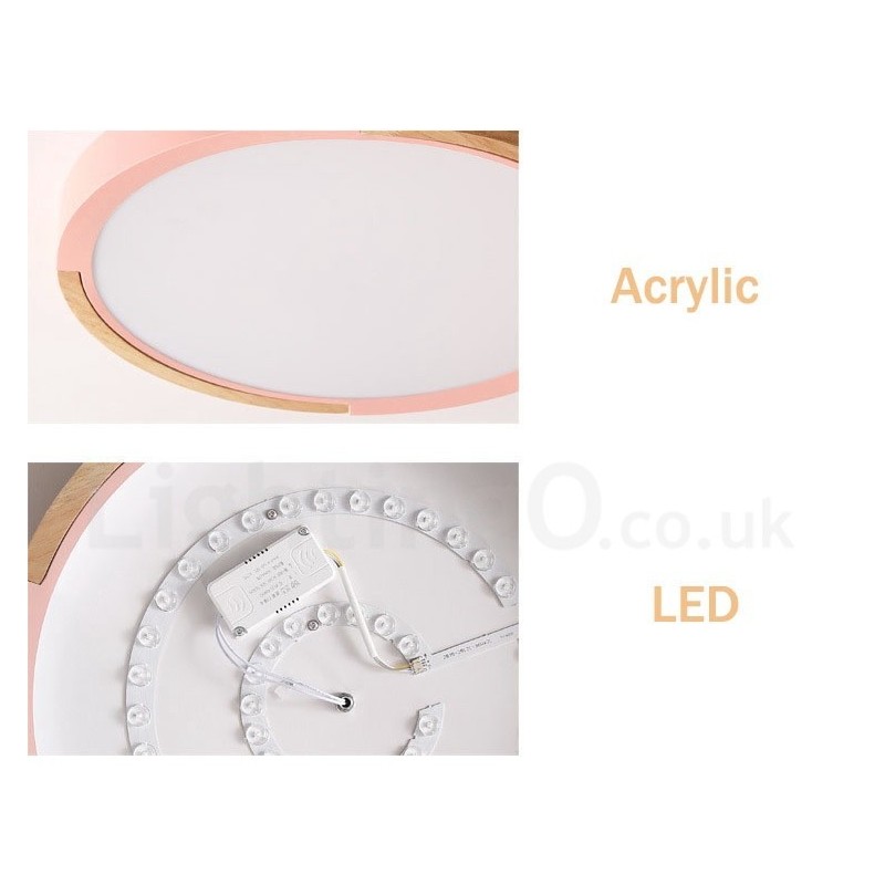 Ultra thin Multi Colour Round Wood Ceiling Lamp Solid Wood Acrylic Shade Ceiling Lamp Nordic Style