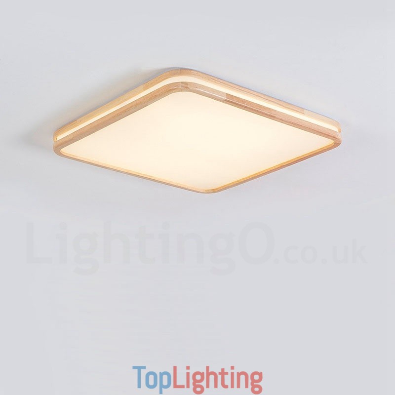 Ultra thin Round Square Rectangle Wood Ceiling Lamp Solid Wood Acrylic Shade Ceiling Lamp Nordic Style