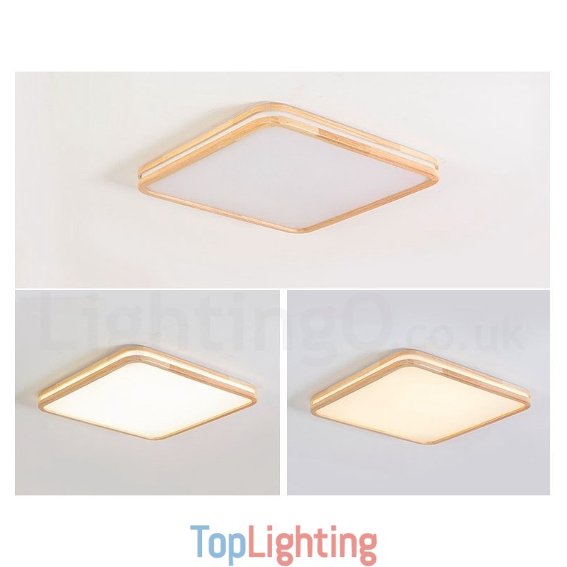 Ultra thin Round Square Rectangle Wood Ceiling Lamp Solid Wood Acrylic Shade Ceiling Lamp Nordic Style