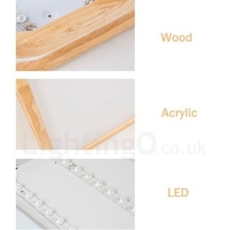 Ultra thin Round Square Rectangle Wood Ceiling Lamp Solid Wood Acrylic Shade Ceiling Lamp Nordic Style