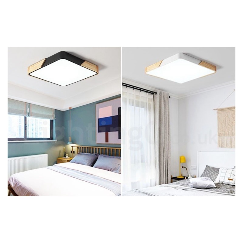 Dimmable Ultra thin Multi Colours Square Wood Ceiling Light with Acrylic Shade Ceiling Lamp Nordic Style