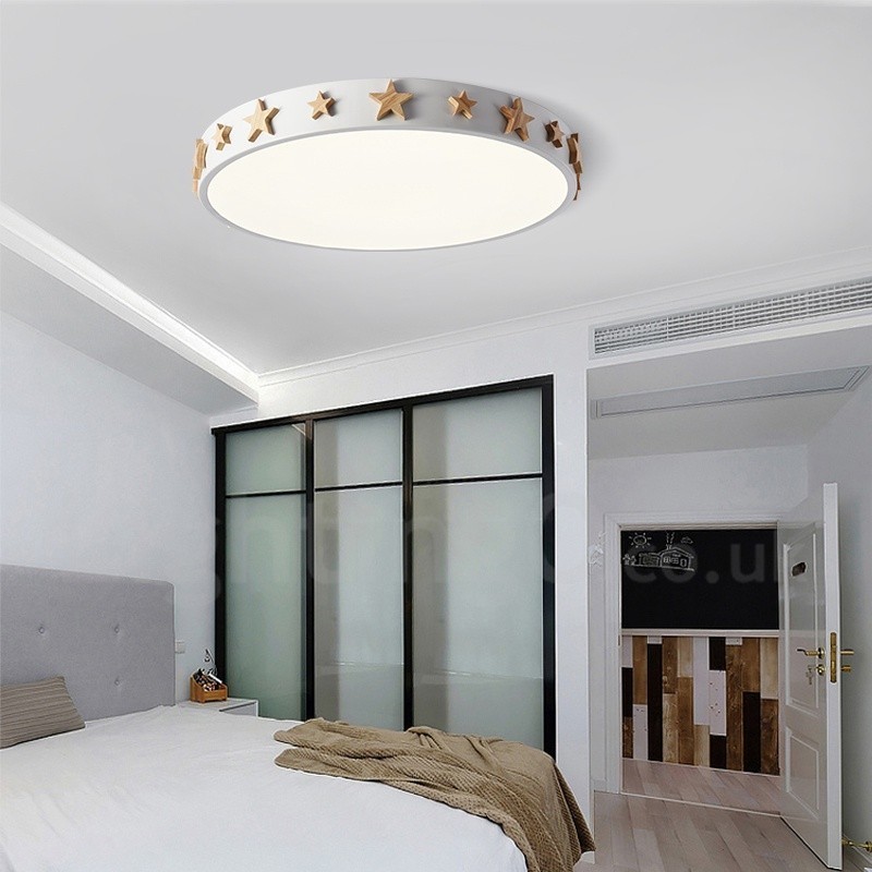 Dimmable Ultra thin Multi Colours Circular Wood Ceiling Light with Acrylic Shade Ceiling Lamp Nordic Style
