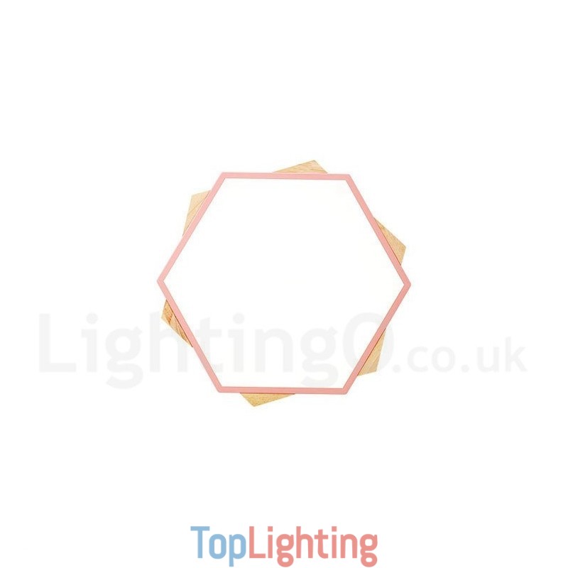 Dimmable Multi Colours Hexagon Wood Ceiling Light with Acrylic Shade Ceiling Lamp Nordic Style