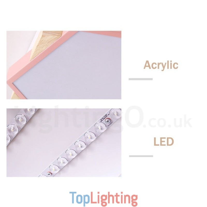 Dimmable Multi Colours Hexagon Wood Ceiling Light with Acrylic Shade Ceiling Lamp Nordic Style