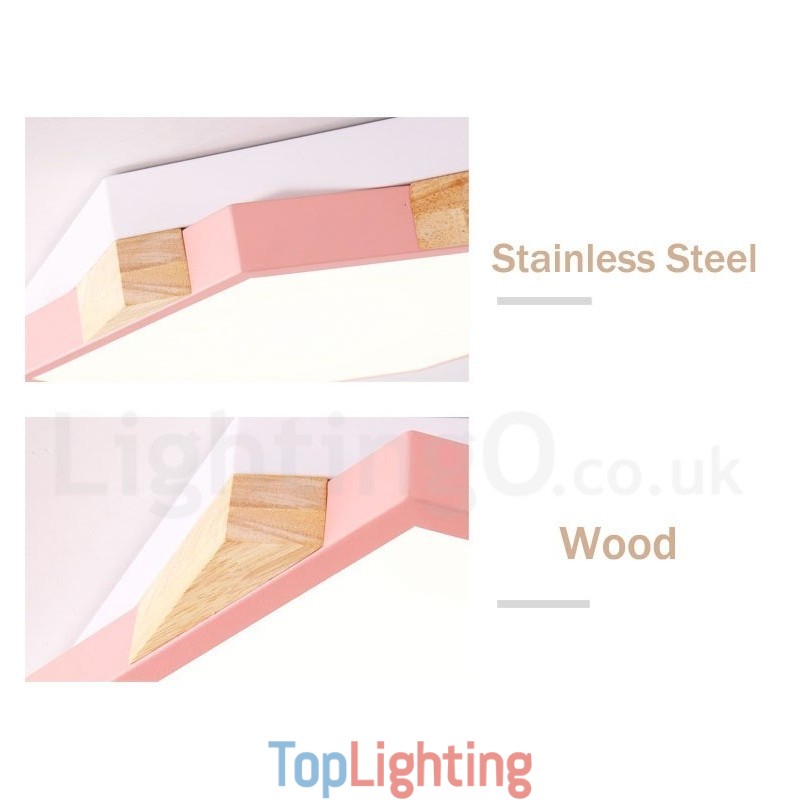 Dimmable Multi Colours Hexagon Wood Ceiling Light with Acrylic Shade Ceiling Lamp Nordic Style