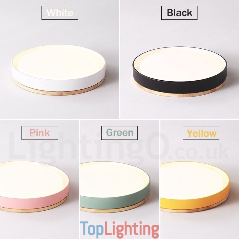 Dimmable Multi Colours Circular Wood Ceiling Light with Acrylic Shade Ceiling Lamp Nordic Style