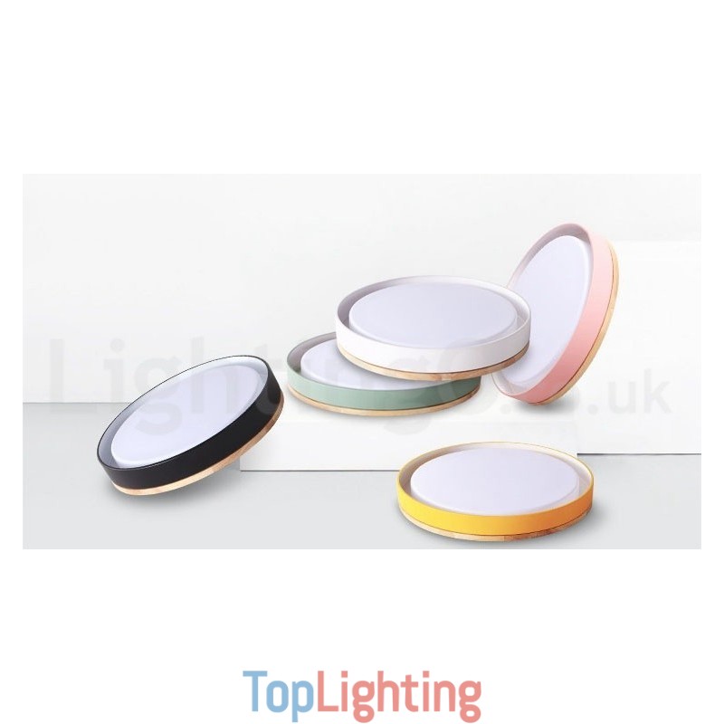 Dimmable Multi Colours Circular Wood Ceiling Light with Acrylic Shade Ceiling Lamp Nordic Style