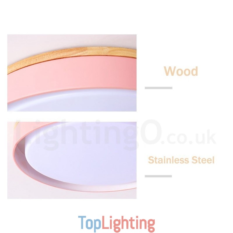 Dimmable Multi Colours Circular Wood Ceiling Light with Acrylic Shade Ceiling Lamp Nordic Style