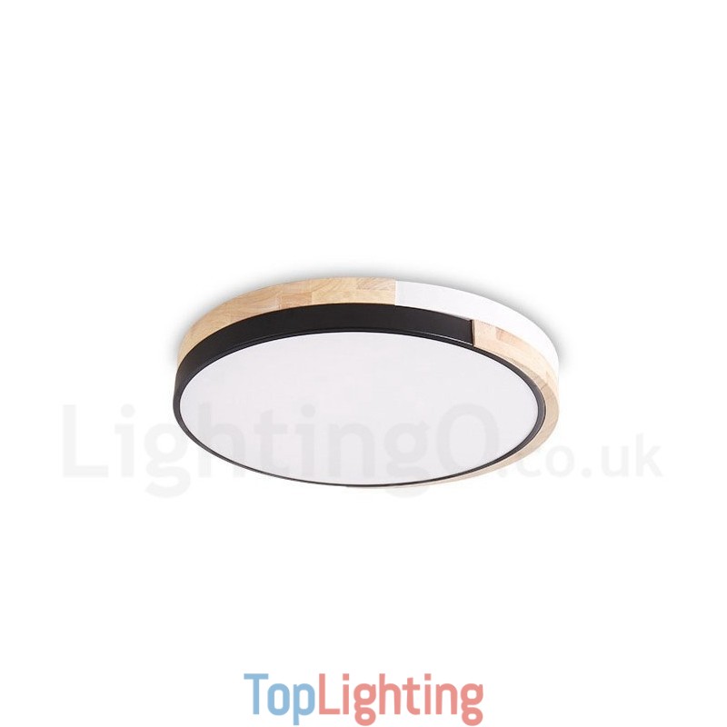 Dimmable Multi Colours Round Wood Ceiling Light with Acrylic Shade Ceiling Lamp Nordic Style