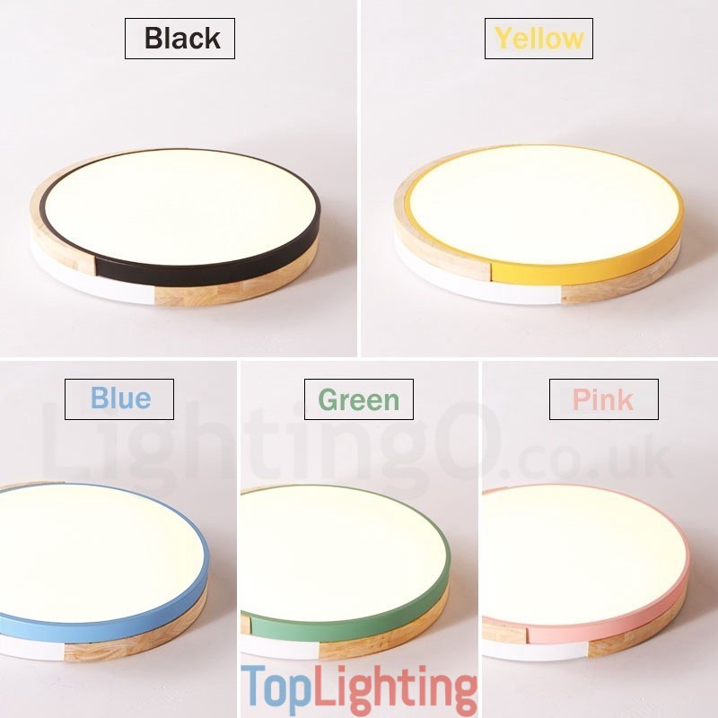 Dimmable Multi Colours Round Wood Ceiling Light with Acrylic Shade Ceiling Lamp Nordic Style