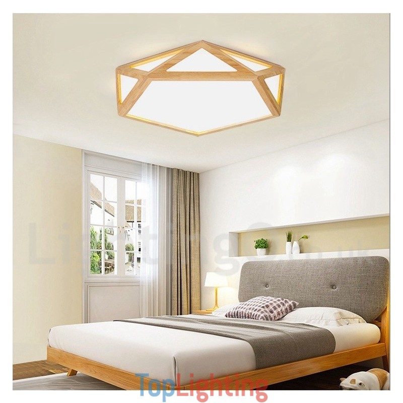 Dimmable Multi Styles Wood Ceiling Light with Acrylic Shade Ceiling Lamp Nordic Style