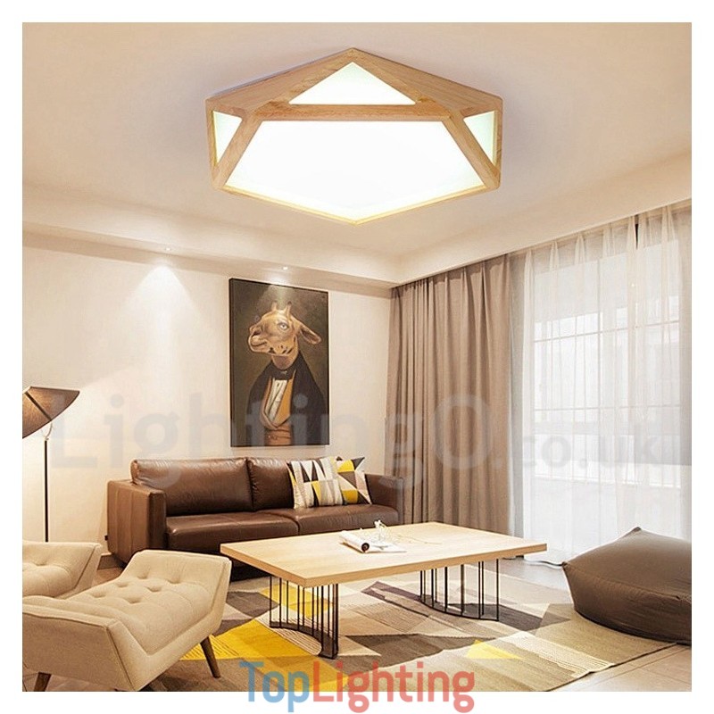 Dimmable Multi Styles Wood Ceiling Light with Acrylic Shade Ceiling Lamp Nordic Style