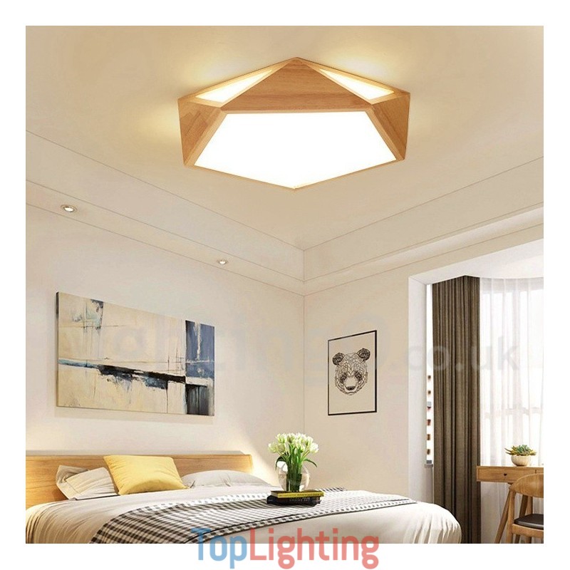 Dimmable Multi Styles Wood Ceiling Light with Acrylic Shade Ceiling Lamp Nordic Style