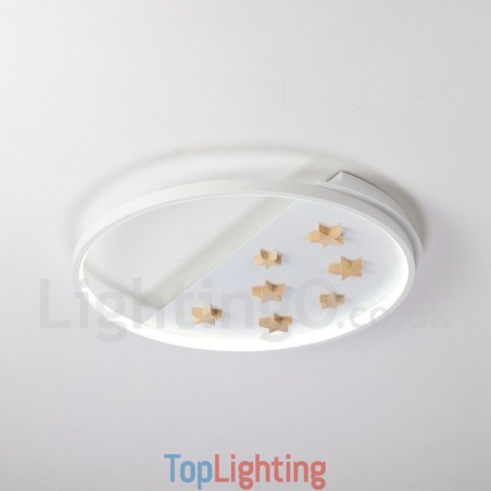 Dimmable White Stars Round Wood Ceiling Light Ultrathin Ceiling Lamp Also Can Be Used As Wall Light Dimmable White Stars Round Wood Ceiling Light Ultrathin Ceiling Lamp Also Can Be Used As Wall Light
