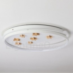 Dimmable White Stars Round Wood Ceiling Light Ultrathin Ceiling Lamp Also Can Be Used As Wall Light
